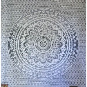 grey and white mandela tapestry 84x90 inches